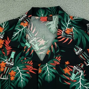 Coca Cola Shirt Mens XL Extra Large Black Beach Camp Hawaiian Resort Resort - Picture 1 of 13