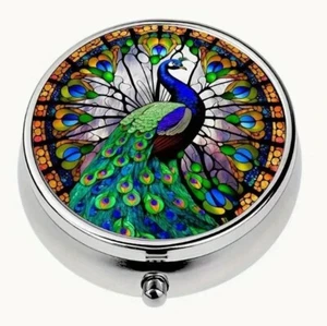 Fancy 3 Compartment Peacock Pill Box - Picture 1 of 4