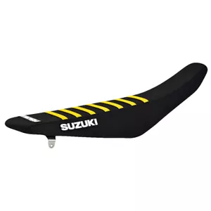 Suzuki RMZ 450 2018-2024 Enjoy cubierta de asiento MFG todas las costillas negras amarillas logotipo #163 - Imagen 1 de 5