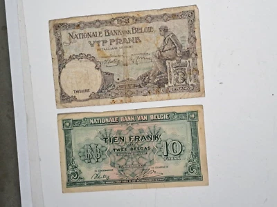 BELGIUM 1938 5 FRANCS & 1943 10 FRANCS BANKNOTES - Image 1 of 2
