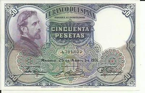 SPAIN 50 PESETAS 1931 P 82. XF-aUNC CONDITION. 9RW 15JUN - Picture 1 of 1