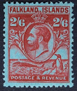 FALKLAND ISLANDS SG123 1929 KGV KGV 2/6 Carmine / Blue, Unmounted Mint - Picture 1 of 2