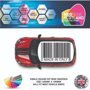 BARCODE MADE IN ITALY FOR MINI UNIVERSAL ROOF GRAPHIC DECALS STICKERS CRG02 - Picture 1 of 2