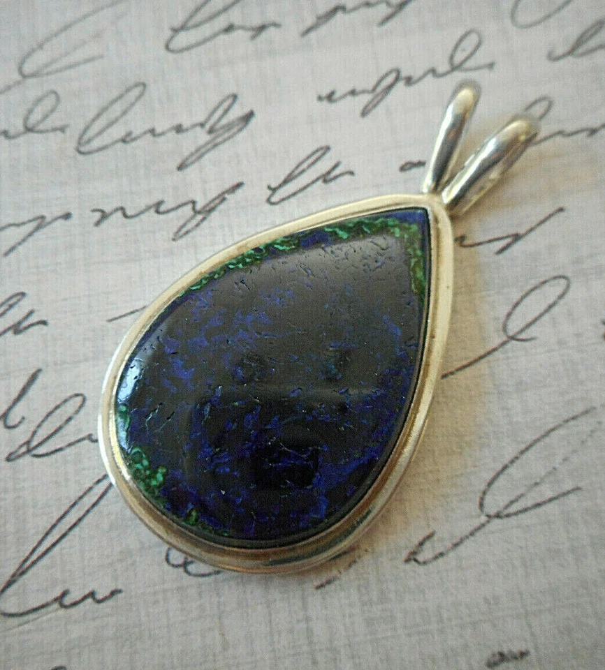Серебро глубокий синий азурит с малахит камень подвеска 36C15 - Изображение 1 из 4