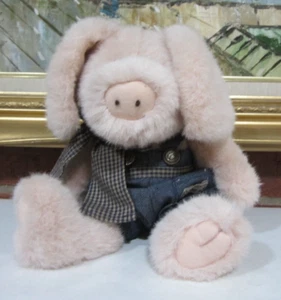 Boyds Bears Bearwear Plush Pink PIG Hamilton Bearwear Jeans Overalls w/Tag - Picture 1 of 12