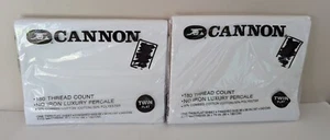 2 Vtg Cannon Luxury Percale Twin Bed Flat Sheets 66x96  No Iron White New - Picture 1 of 4