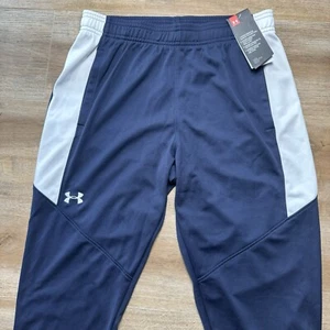 Under Armour Track Pants Women's Small Navy/White Athletic Ankle Zips NEW - Picture 1 of 6