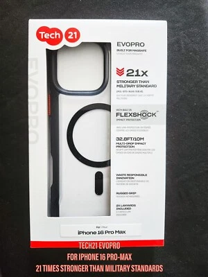 FOR APPLE IPHONE 16 PRO MAX TECH21 EVOPRO/MAGSAFE-CASE NEW/W-TEMPERED GLASS - Image 1 of 4