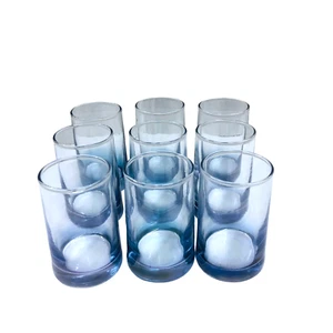 9 Glass Blue Fade to Clear Weighted 4 oz Glasses Bar Juice 3.5 Tall Excellent - Picture 1 of 6