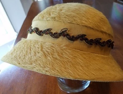 Yellow John Wanamaker Vintage Hat with Beading - Image 1 of 4