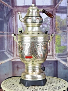 Termostato Turco Eléctrico Cobre Samovar, 100% Hecho a Mano Samov, 110-220V. - Imagen 1 de 3