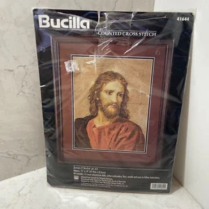 Vintage 1997 Bucilla 41644 Jesus Christ at 33 Counted Cross Stitch Kit 11" X 14" - Picture 1 of 6