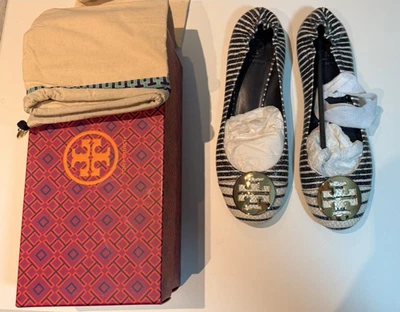 Pisos de ballet con estampado mixto TORY BURCH - Talla 11 - Estampado de rayas y serpiente - Caja-bolso Foto 1 de 4