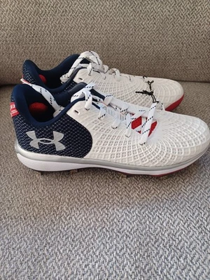 Under Armour Glyde 2.0 MT USA Softball Cleats Women’s Size 7.5 Blue White Laces - Image 1 of 4