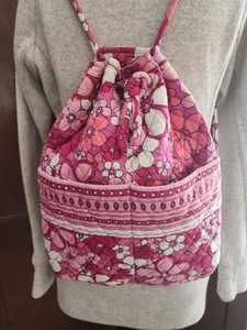 Vera Bradley Vintage Rucksack rosa Blütenblätter Muster Kordelzug nicht verblassen! - Bild 1 von 8