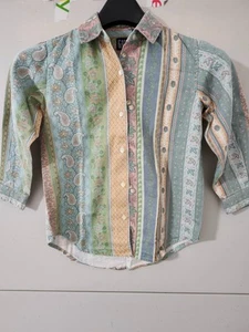 Gap Kids Top Girls S Multicolor Long Sleeve Button Up Paisley VTG 90s Y2K READ - Picture 1 of 16