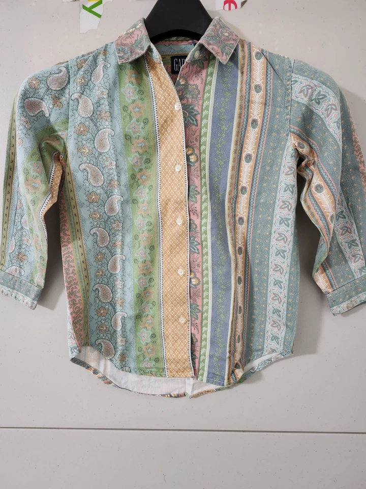 Top Gap Niños Niñas S Multicolor Manga Larga Botones Paisley De Colección Años 90 Y2K LEER Foto 1 de 4