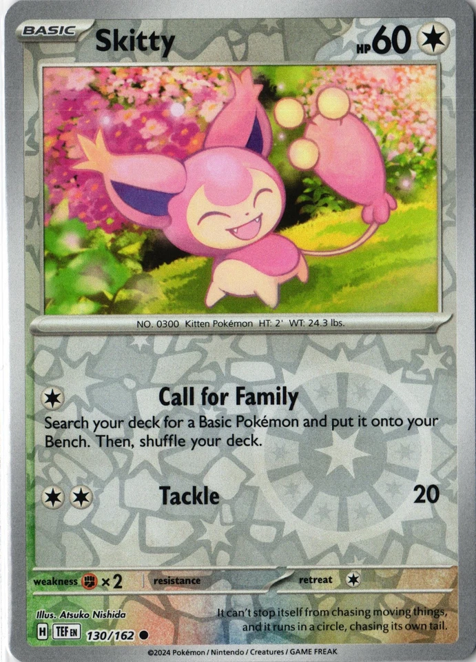Skitty Reverse Holo Common Pokemon Card SV05: Temporal Forces TEF EN 130/162 NM - Image 1 of 1