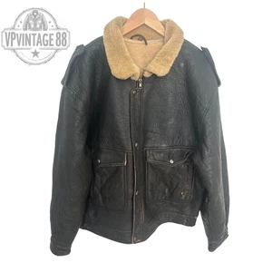 Vintage B-3 Aviator Bomber Jacket Brown Sheepskin Shearling Leather Flight - Picture 1 of 6