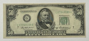 Series 1950 B $50 Dollar Bill ~ Federal Reserve Note ~ CHICAGO ILLINOIS - Picture 1 of 2