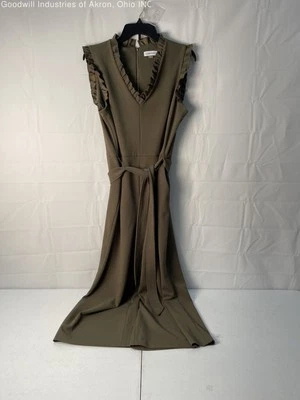 Mono para mujer Gently Loved Calvin Klein oliva con volantes y cinturón, talla 14 Foto 1 de 3