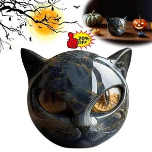 Luxury Black Cat Stone Sculpture - Elegant Home Décor & Gift-Ready Art PieceHo t - Picture 1 of 27