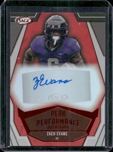 Zach Evans 2023 Sage Peak Performance Red Auto Autograph Rookie Rc - Picture 1 of 2