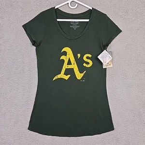 Majestic Threads Oakland Athletics Women's T-Shirt Size XL "MOM 1" Green/Yello - Picture 1 of 10