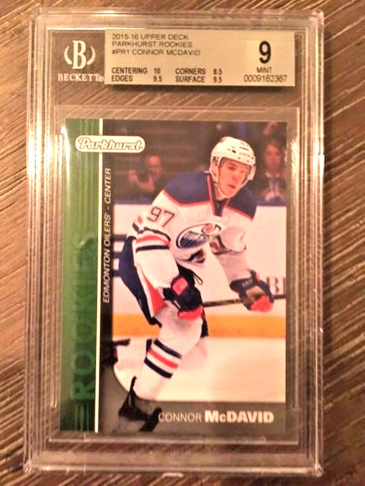 CONNOR McDAVID 2015-16 Upper Deck Parkhurst novato #pr-1 clasificación BGS 9 como nuevo Foto 1 de 1