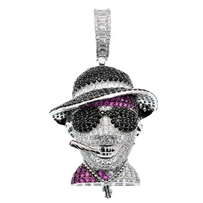 Argento Sterling Mafia Fumare Sigaro Hip Hop Ciondolo Con / Rotondo, Cz Pietre - Immagine 1 di 4