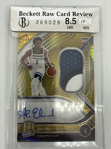 2020 ANTHONY EDWARDS ROOKIE GOLD PATCH AUTO /8 RPA RC BGS 8.5 10 PANINI SPECTRA - Picture 1 of 2