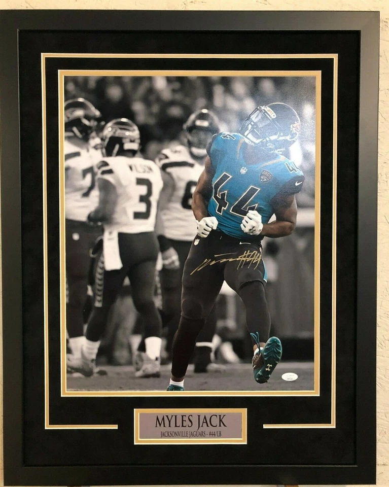 MYLES JACK FRAMED SIGNED JACKSONVILLE JAGUARS 16x20 PHOTO JSA COA - Image 1 of 3