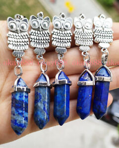5pcs Lapis Lazuli Gems stone Owl Pendants Chakra Reiki Healing Amulet W13