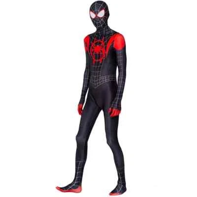 Into the SpiderVerse Miles Morales Spiderman Jumpsuit  Adult Costume Cosplay - Image 1 of 4