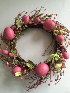 Berry Pink Egg 14" Grapevine Wreath ~NEW~ - Picture 1 of 5