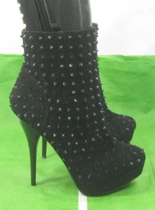 Neu Damen schwarz Spikes 5,5" hoher Absatz 1,5" Plateau Stiefeletten Damengröße 6 - Bild 1 von 4