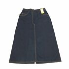 Vintage 80s Dark Blue SASSON Self Belt Denim Jean Skirt Size 5-6
