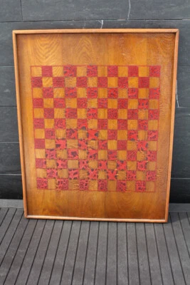 Antique Wooden Primitive Game Board Checkerboard Folk Art Great Finish - Image 1 of 4