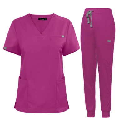 NiaaHinn Premium Medical Scrub Set V Neck Top Jogger Durable Healthcare Uniform - Image 1 of 4