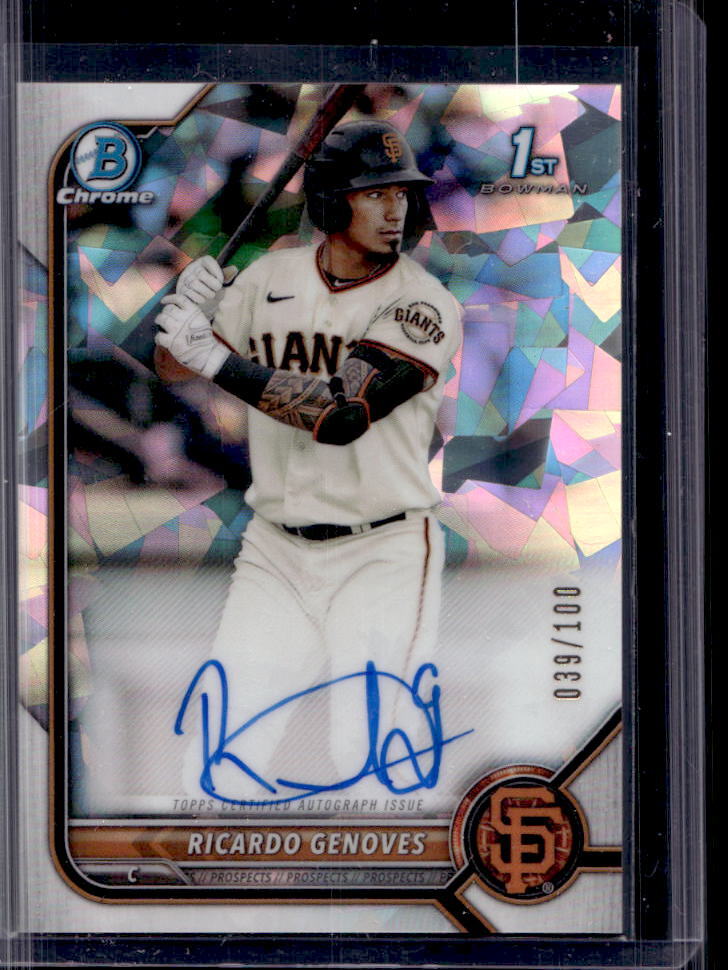 2022 Bowman Chrome Ricardo Genoves Atomic Refractor 1st Prospect Auto #39/100