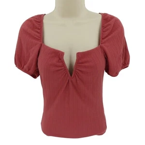 GUESS Womens Extra Small XS Safiya V Wire Top Pink Mauve Square Shirt Top NEW - Picture 1 of 9