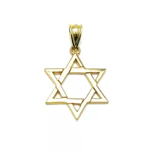 14K YELLOW GOLD STAR OF DAVID PENDANT Judaism Jewish Religious Faith Israel God - Picture 1 of 7