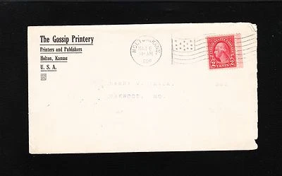 Gossip Printery Holton Kansas 1929 Flag Cover & Subscription Printed Notice  5t - Image 1 of 4