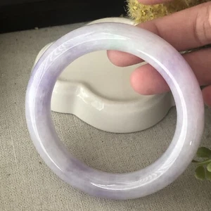 56.4 mm Lavender Green Float Flowers Jadeite Jade Round Shaped Bangle - Picture 1 of 8