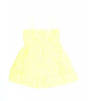 Camiseta sin mangas H&M para mujer amarilla floral 100 % algodón talla 12 cuello cuadrado Foto 1 de 4