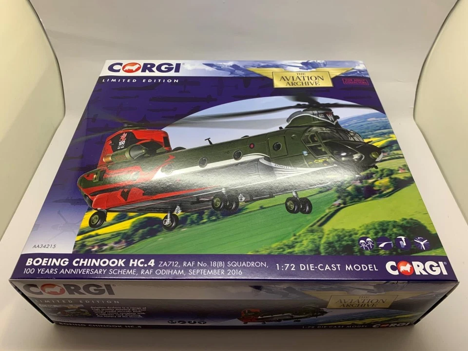 Corgi Boeing Chinook HC.4 RAF 18 (B) Sqn 100 Anni RAF Odiham 2016 AA34215 1/72 - Immagine 1 di 2