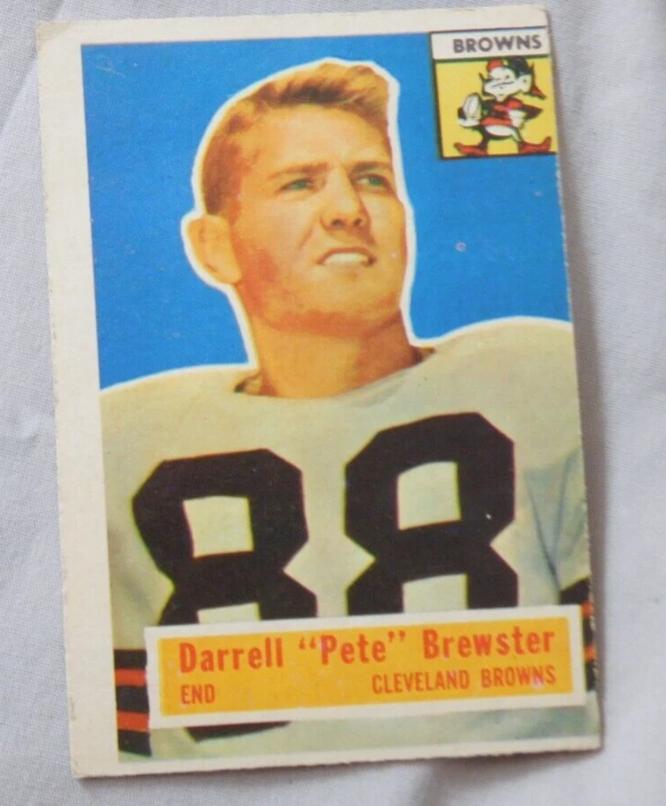 1956 Topps Football #21 Pete Brewster Cleveland Browns Football Card miscut - Image 1 of 1