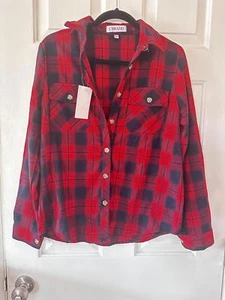 CBrand Women's Red and Black Plaid Flannel Shirt NWT Size M - Picture 1 of 4