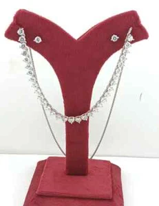 12Ct Round Cut Lab Created Diamond Women's Tennis Necklace 14K WhGold Plated 18" - Picture 1 of 5