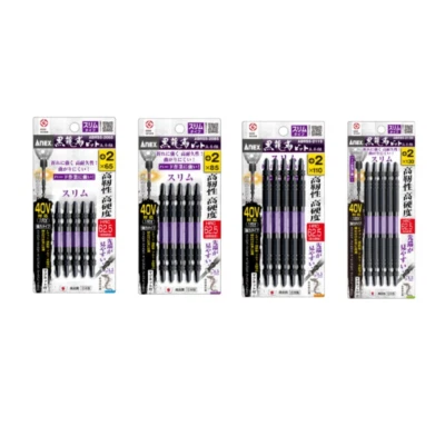 ANEX Black Ryujin Bit Double Head High Hardness Tough Bit 5 pcs set +2 Slim type - Image 1 of 4